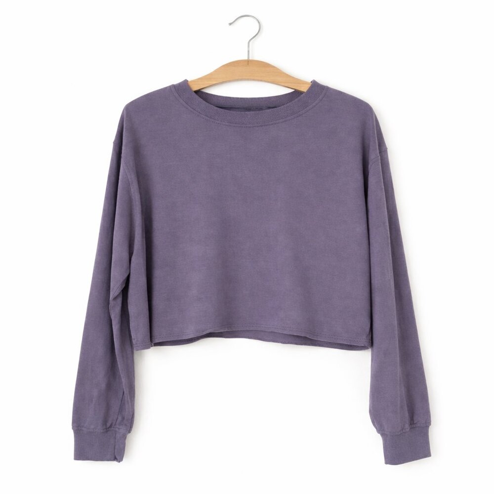 J.O CO | Dark Grey Cropped Long Sleeve Shirt – Women’s Large